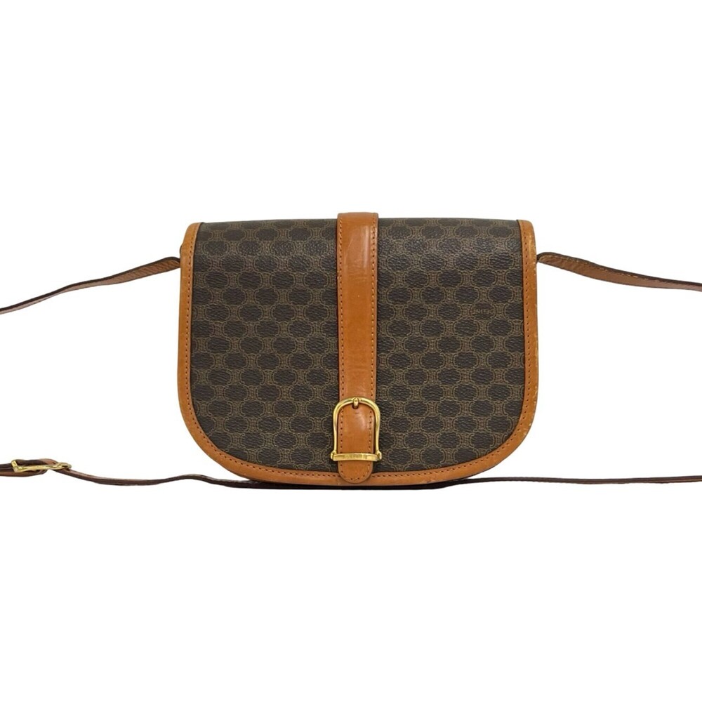 CELINE Vintage Macadam Blazon Pattern Leather Shoulder Bag/Pochette/Sacoche, ...